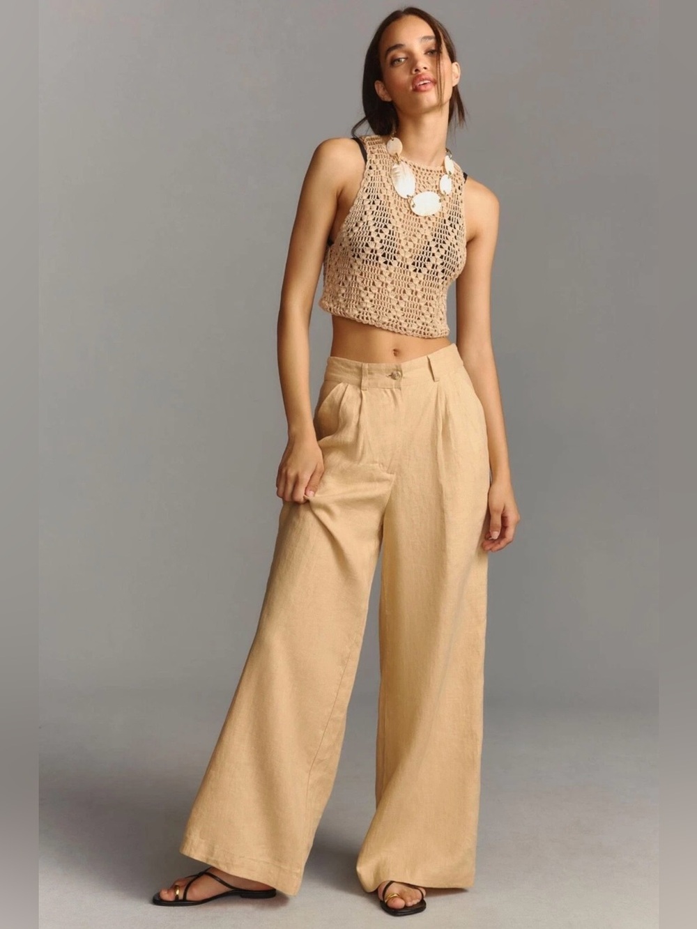 NWT! Faithfull the Brand Circa Linen Pants in Wheat- Size 8/ Large